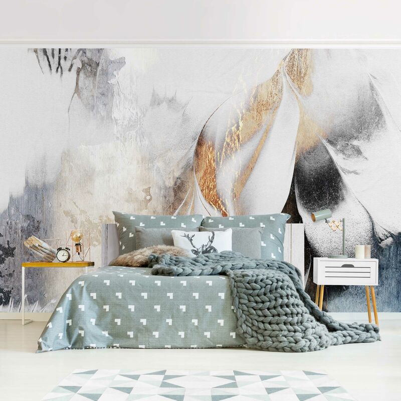 

Fotomural - Golden Abstract Painting Winter - Mural apaisado Dimensión LxA: 320cm x 480cm