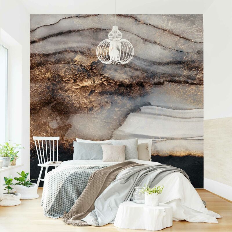 

Fotomural - Golden Marble Painted - Mural cuadrado Dimensión LxA: 240cm x 240cm