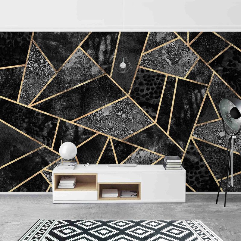 

Fotomural - Gray Triangles Gold - Mural apaisado Dimensión LxA: 290cm x 432cm