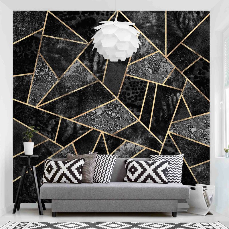 

Fotomural - Gray Triangles Gold - Mural cuadrado Dimensión LxA: 336cm x 336cm