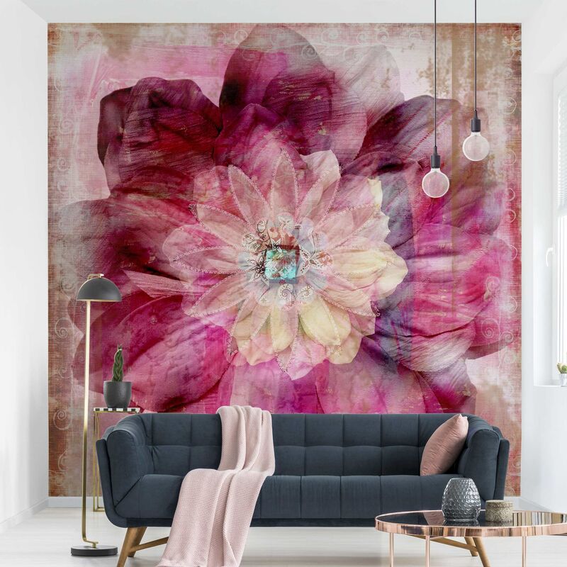 

Fotomural - Grunge Flower - Mural cuadrado Dimensión LxA: 240cm x 240cm
