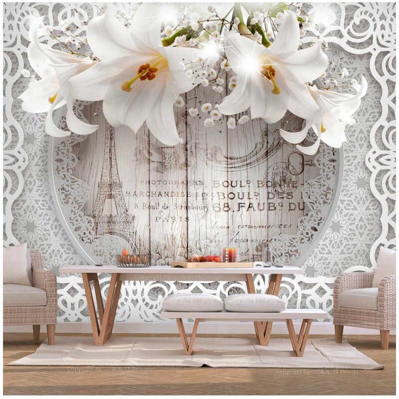 

Fotomural autoadhesivo - Lilies and Wooden Background Medidas 350X245