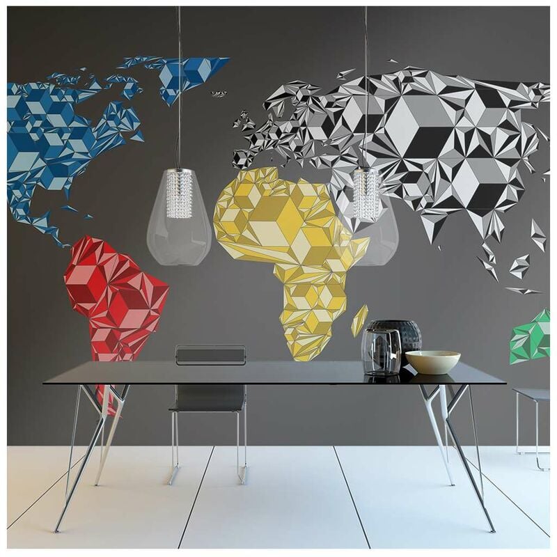 

Fotomural - Map of the World - colorful solids Medidas 250X193
