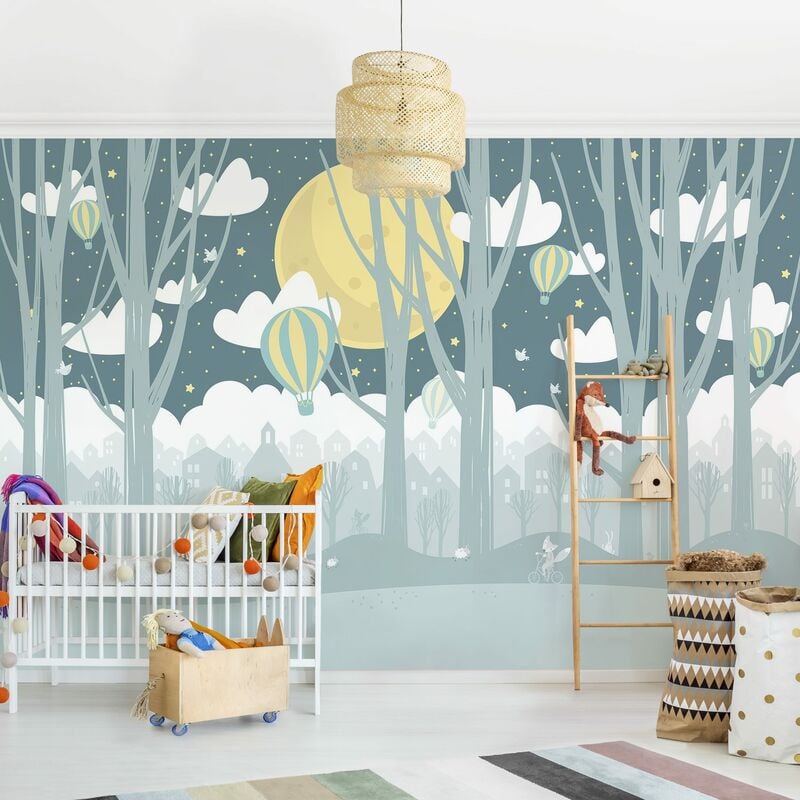 

Fotomural - Moon With Trees And Houses - Mural apaisado Dimensión LxA: 225cm x 336cm