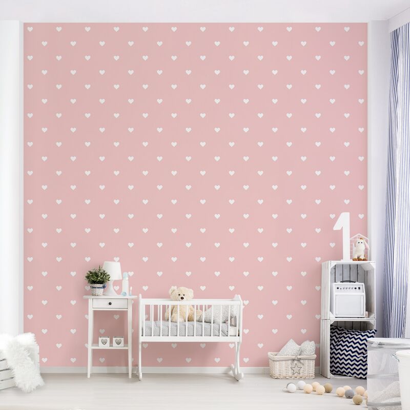 

Fotomural - No.YK59 White Hearts On Pink - Mural cuadrado Dimensión LxA: 192cm x 192cm