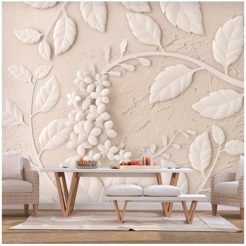

Fotomural autoadhesivo - Paper Flowers (Beige) Medidas 150X105