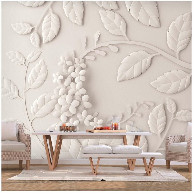 

Fotomural autoadhesivo - Paper Flowers (Cream) Medidas 98X70