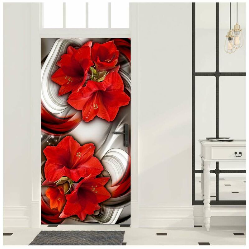 

Fotomural para puerta - Photo wallpaper - Abstraction and red flowers I Medidas 100X210