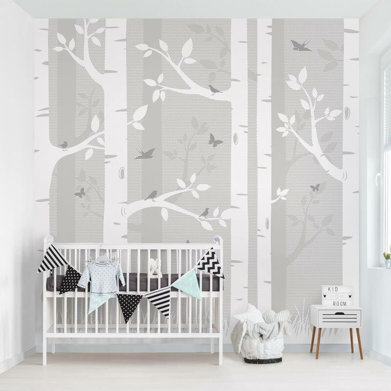 

Fotomural Premium - Birch Forest With Butterflies And Birds - Mural cuadrado Dimensión LxA: 192cm x 192cm Material: Premium