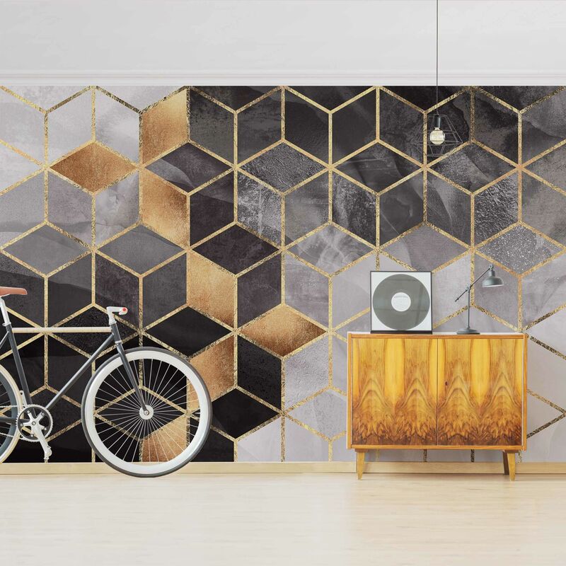 

Fotomural Premium - Black And White Golden Geometry - Mural apaisado Dimensión LxA: 320cm x 480cm Material: Premium