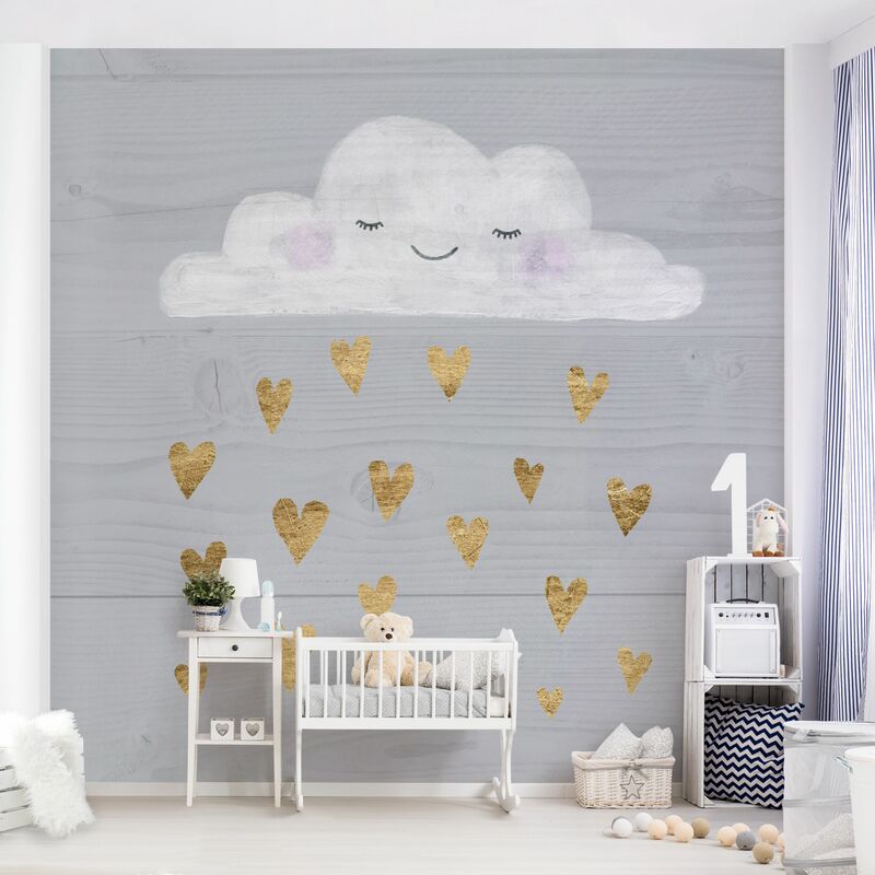 

Fotomural Premium - Cloud With Golden Hearts - Mural cuadrado Dimensión LxA: 288cm x 288cm Material: Premium