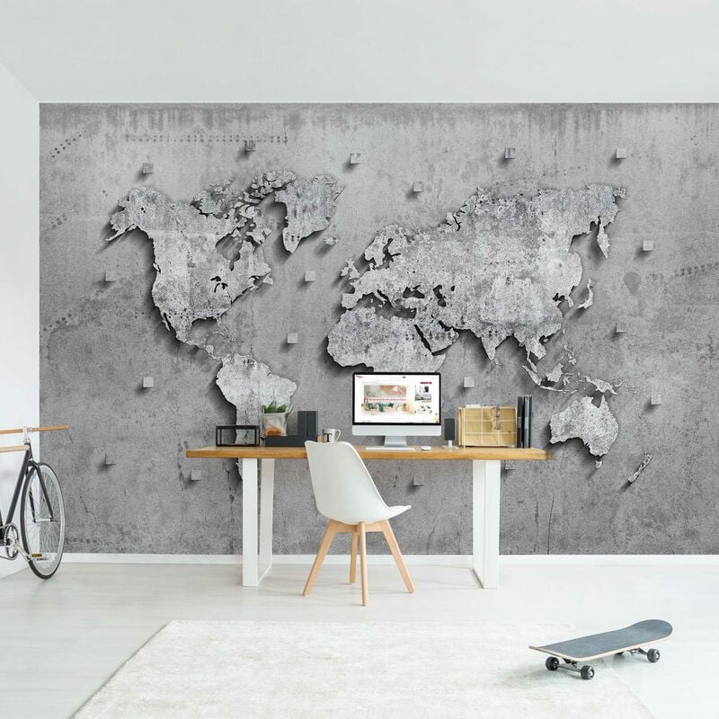 

Fotomural Premium - Concrete World Map - Mural apaisado Dimensión LxA: 320cm x 480cm Material: Premium