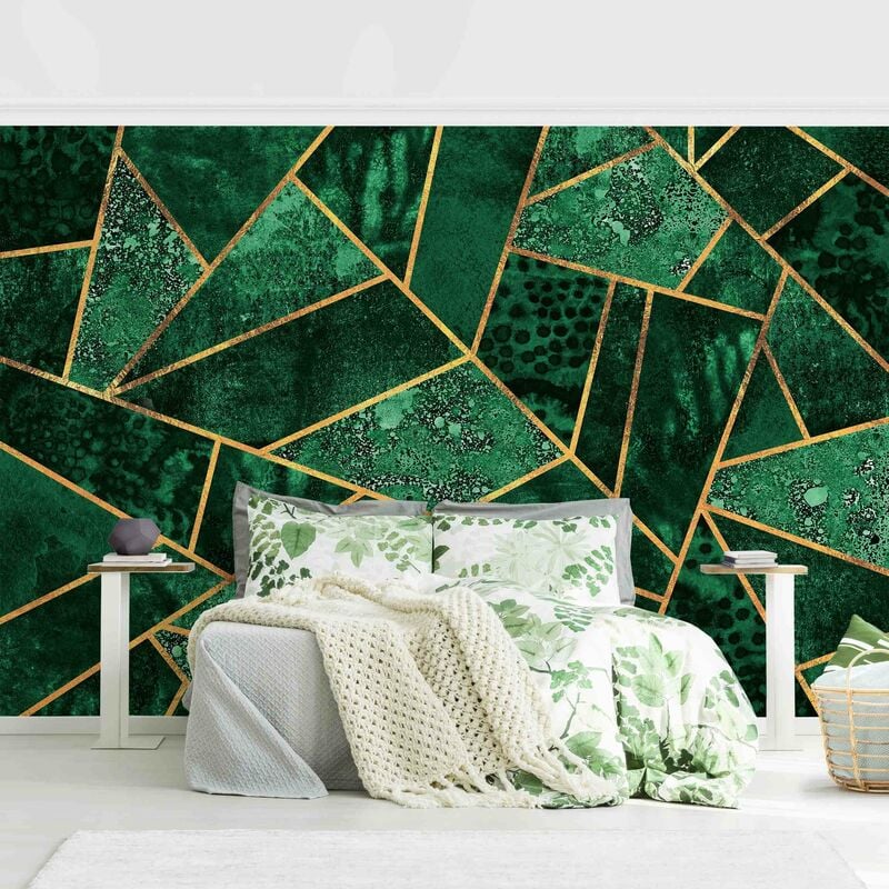

Fotomural Premium - Dark Emerald With Gold - Mural apaisado Dimensión LxA: 190cm x 288cm Material: Premium