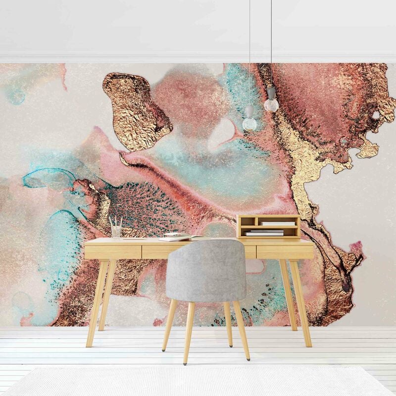 

Fotomural Premium - Golden Watercolor Rosé - Mural apaisado Dimensión LxA: 190cm x 288cm Material: Premium