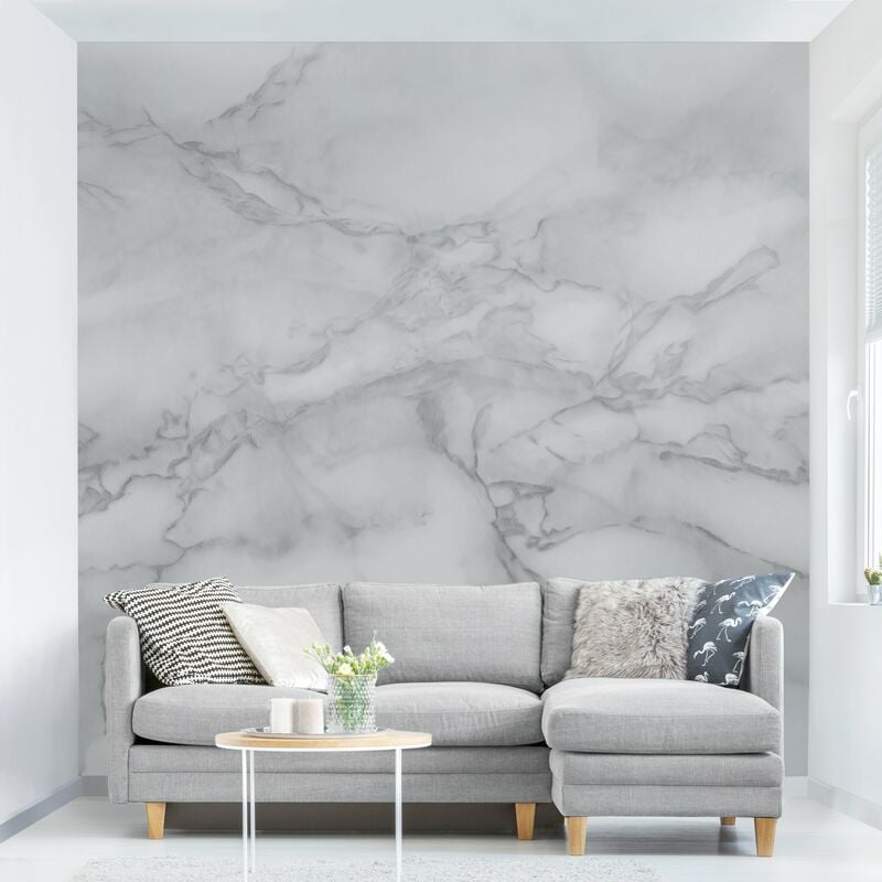 

Fotomural Premium - Marble Look Black And White - Mural cuadrado Dimensión LxA: 288cm x 288cm Material: Premium