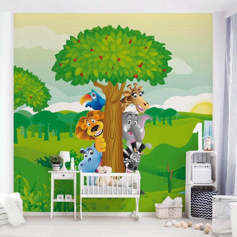 

Fotomural Premium - No.BF1 Jungle Animals - Mural cuadrado Dimensión LxA: 336cm x 336cm Material: Premium