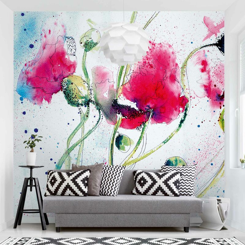 

Bilderwelten - Fotomural Premium - Painted Poppies - Mural cuadrado Dimensión LxA: 240cm x 240cm Material: Premium