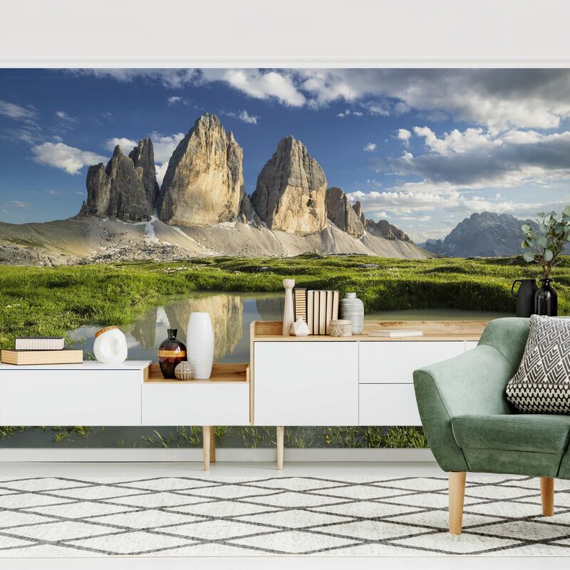 

Bilderwelten - Fotomural Premium - South Tyrolean Battlements And Water Reflection - Mural apaisado Dimensión LxA: 320cm x 480cm Material: Premium