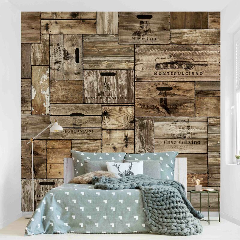 

Fotomural Premium - Vintage Wooden Boxes - Mural cuadrado Dimensión LxA: 288cm x 288cm Material: Premium