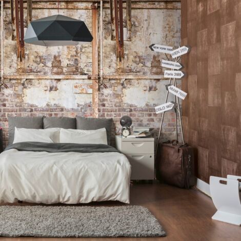 Fotomural Profhome 392531 papel pintado vinílico estampado en caliente tejido non tejido liso de aspecto ladrillo mate crema marrón beige 1,59 m x 2,8 m