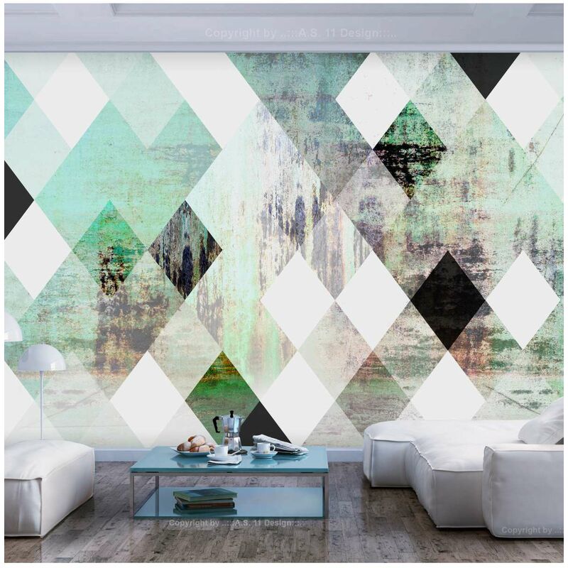 

Fotomural autoadhesivo - Rhombic Chessboard (Green) Medidas 350X245