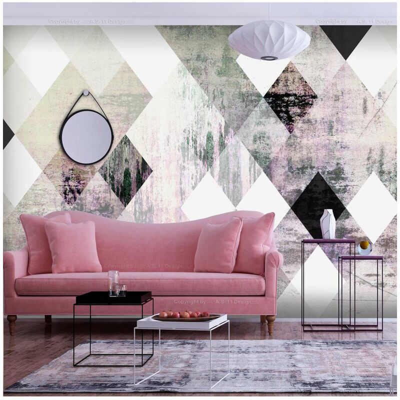 

Fotomural autoadhesivo - Rhombic Chessboard (Pink) Medidas 400X280