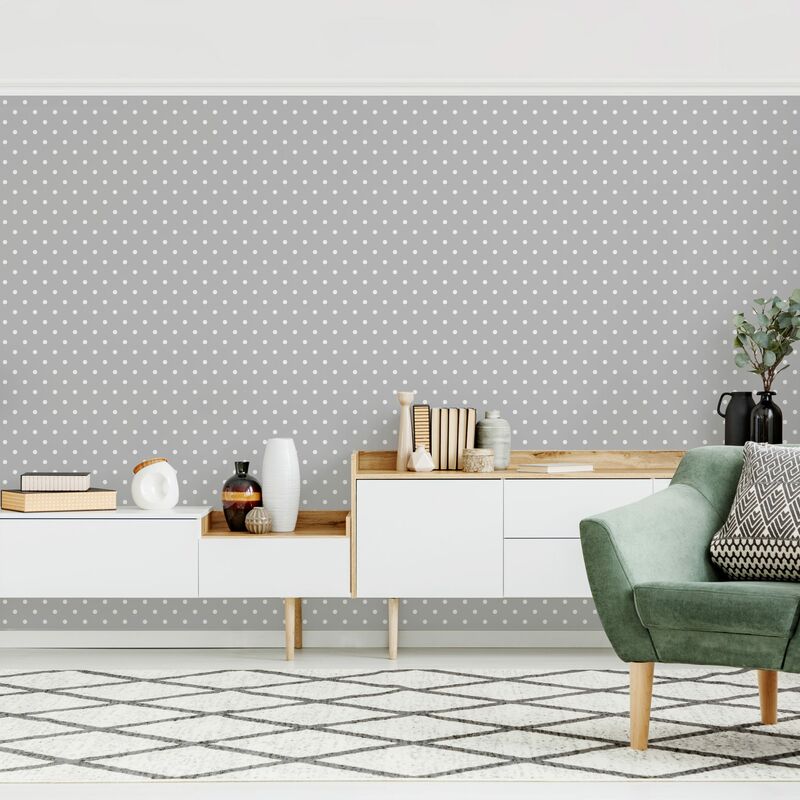 

Fotomural - White Dots On Gray - Mural apaisado Dimensión LxA: 190cm x 288cm