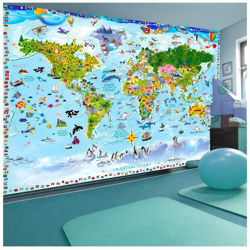 

Fotomural autoadhesivo - World Map for Kids Medidas 400X280