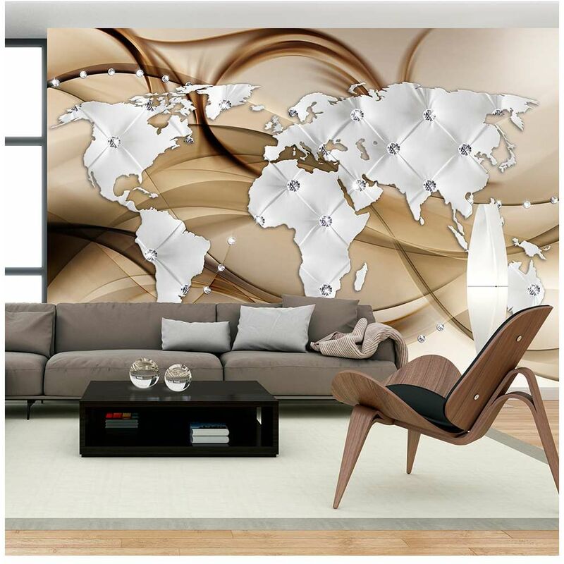 

Fotomural - World Map - White & Diamonds Medidas 400X280