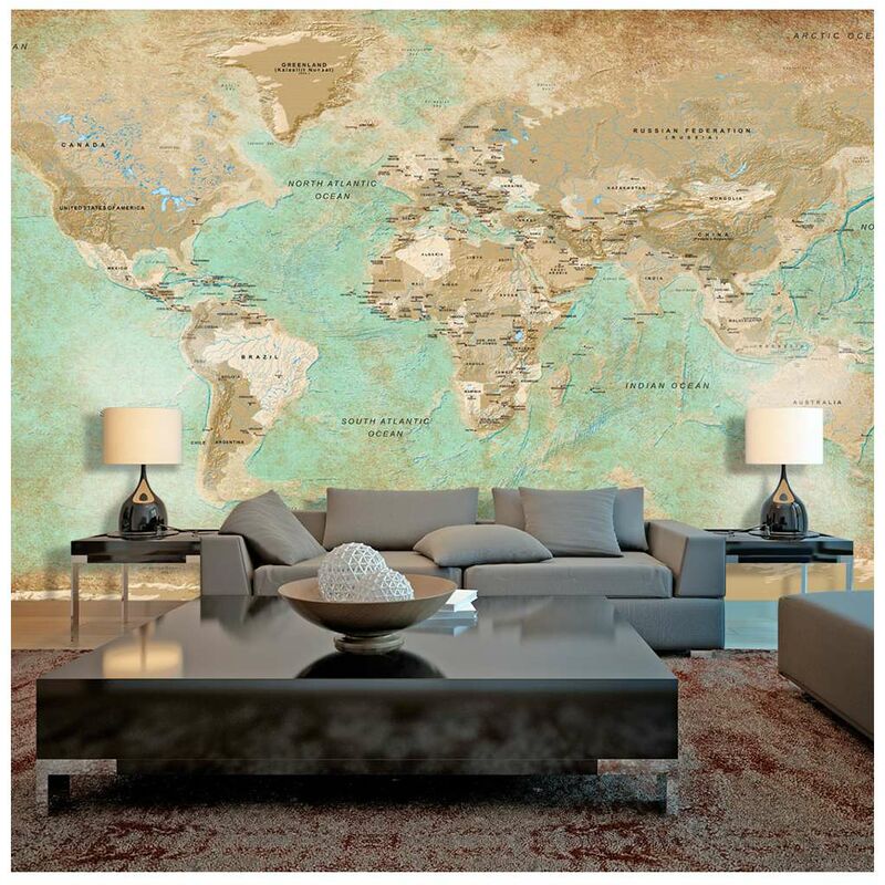 

Fotomural XXL - Turquoise World Map II Medidas 500X280