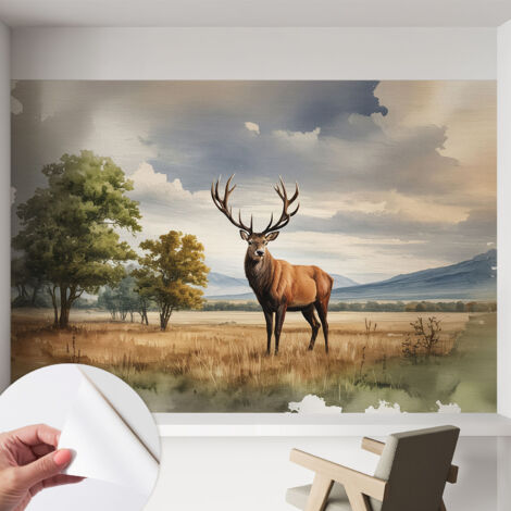 Fotomurale adesivo - Carta da parati adesiva - per la cucina camera da letto per la soggiorno - Cervo maestoso 152x104 cm
