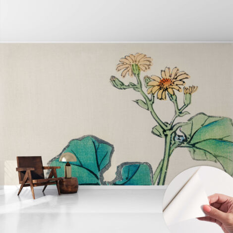 Fotomurale adesivo - Carta da parati adesiva - per la cucina camera da letto per la soggiorno - Fiore e foglie 416x254 cm
