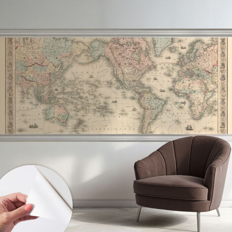 Fotomurale adesivo - Carta da parati adesiva - per la cucina camera da letto per la soggiorno - Mappa storica 250x104 cm