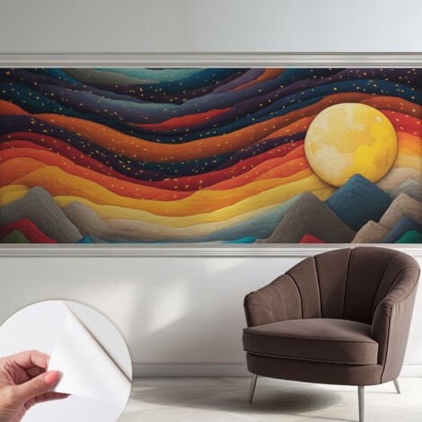 Fotomurale adesivo - Carta da parati adesiva - per la cucina camera da letto per la soggiorno - Montagne colorate 250x104 cm