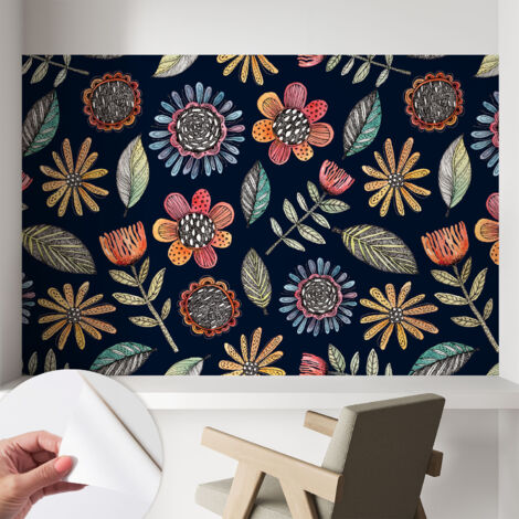 Fotomurale adesivo - Carta da parati adesiva - per la cucina camera da letto per la soggiorno - Mosaico floreale 104x70 cm
