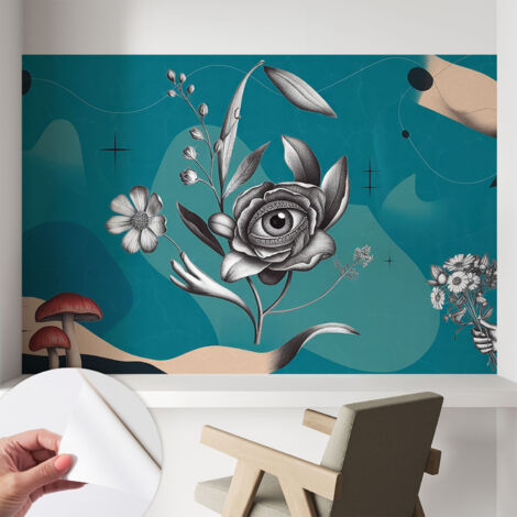 Fotomurale adesivo - Carta da parati adesiva - per la cucina camera da letto per la soggiorno - Occhio floreale 104x70 cm