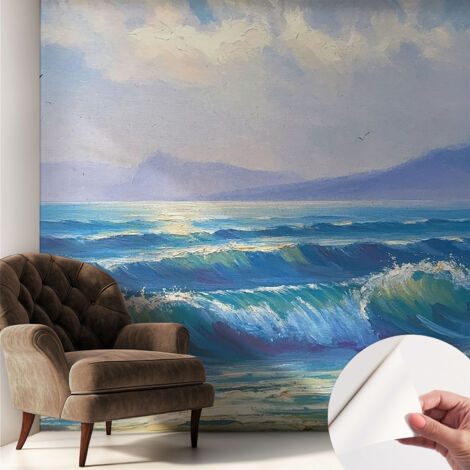 Fotomurale adesivo - Carta da parati adesiva - per la cucina camera da letto per la soggiorno - Onde marine 250x250 cm