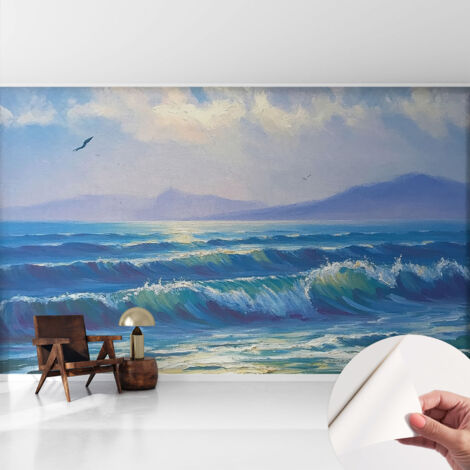 Fotomurale adesivo - Carta da parati adesiva - per la cucina camera da letto per la soggiorno - Onde marine 416x254 cm