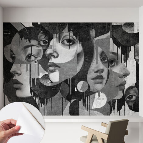 Fotomurale adesivo - Carta da parati adesiva - per la cucina camera da letto per la soggiorno - Volti femminili 152x104 cm