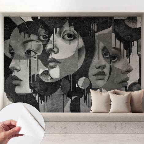 Fotomurale adesivo - Carta da parati adesiva - per la cucina camera da letto per la soggiorno - Volti femminili 208x146 cm