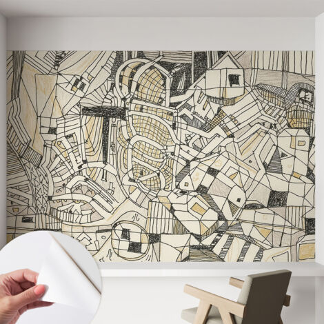 Fotomurale adesivo - murale da parete - Carta da parati autoadesiva - design parete moderno - Astrazione geometrica 152x104 cm