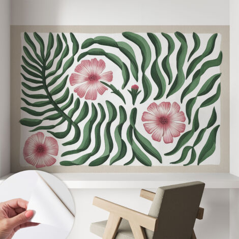 Fotomurale adesivo - murale da parete - Carta da parati autoadesiva - design parete moderno - Fiori e foglie 104x70 cm