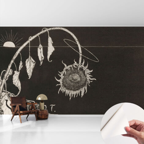Fotomurale adesivo - murale da parete - Carta da parati autoadesiva - design parete moderno - Girasole nostalgico 416x254 cm