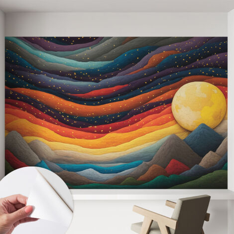 Fotomurale adesivo - murale da parete - Carta da parati autoadesiva - design parete moderno - Montagne colorate 152x104 cm