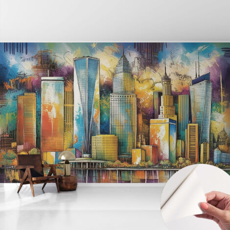 Fotomurale adesivo - murale da parete - Carta da parati autoadesiva - design parete moderno - Panorama urbano 416x254 cm