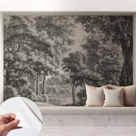 Fotomurale adesivo - murale da parete - Carta da parati autoadesiva - design parete moderno - Scena boschiva 208x146 cm