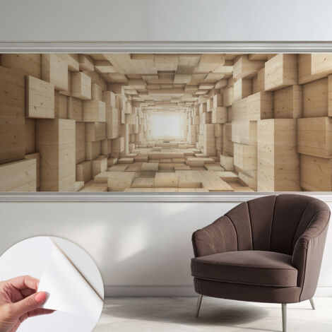 Fotomurale adesivo - murale da parete - Carta da parati autoadesiva - design parete moderno - Tunnel di legno 250x104 cm