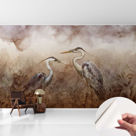 Fotomurale adesivo - murale da parete - Carta da parati autoadesiva - design parete moderno - Uccelli eleganti 416x254 cm