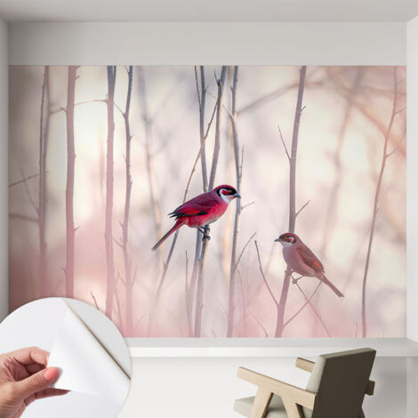 Fotomurale adesivo - parete decorativa - decorazione casa - stile moderno parete - Coppia di uccelli 152x104 cm