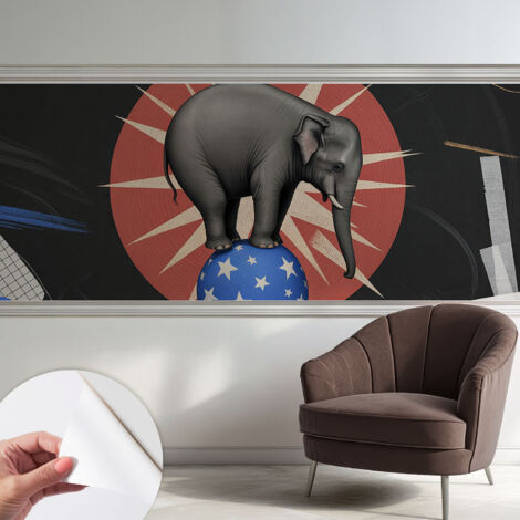 Fotomurale adesivo - parete decorativa - decorazione casa - stile moderno parete - Elefante da circo 250x104 cm